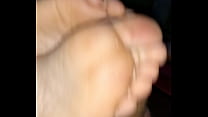 great footjob from my girlfriend with massive cumshot