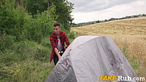 Hot Ebony Teen Fucks Guy Who Helps Her With Outdoor Tent