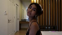 Skinny Thai chick with huge natural boobs