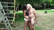Super hot blowjob and fuck with old man and hot chick