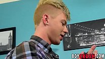 Hot twink cums while filming and riding