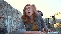 Public Agent Ginger haired cutie has sex outdoors with a passer by