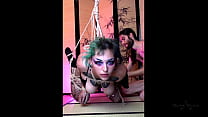 rope bondage play with big boobs tattoed goth girl
