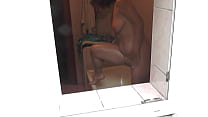Boy spying on naked MILF in shower. Peeping