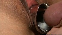 Reina Mizuki gets vibrator and syringe with cum in her cooter
