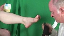 Foot boy massages feet