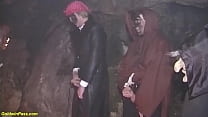 crazy mature halloween witches are rough big cock group fucked in a cave