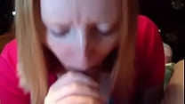 blonde takes cumshot in mouth oral creampie