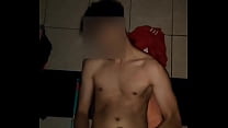 Boy with skinny body shows his dick and masturbate