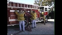 Two firemen are fcuking blonde firewoman in all her wet starving holes