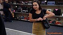 Busty teen Karlee give Pawnshop owner a lap dance for extra cash