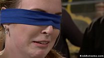 Hot teen preachers Jessie Parker is a. by dom Princess Donna Dolore and then blindfolded and gagged made to fuck in group