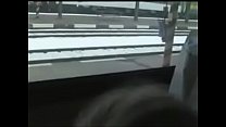 Russian girl sucks dick in a public train