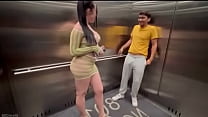 Big tits and big ass Emily Norman shows her skills starting in the elevator