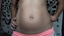 Sexy ebony tease her outie bellybutton and give you jerk of instructions