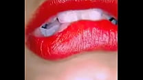 horny wife sucks with red lips