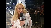 Trish Stratus walking out in white lingerie