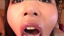 Subtitled Japanese AV star Marica Hase blowjob with gokkun