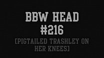bbw head 216 pigtailed miss trashley on her knees from DesiresBBW .com