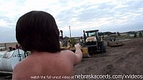 incredible teens nude on neighborhood construction equipment