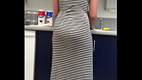 long dress back side of this girl at work