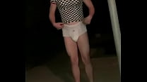 Sissyboy wets diaper for girl next door
