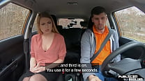 Stockinged eurobabe sucks instructor before car sex
