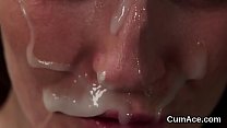 Seductive girl loves a throat sucking and bunch of load on her face