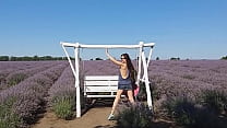 Butt Plug Flashing n PEE in lavender fields