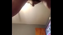Hubby jerking off  while watching a video