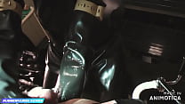 Gummischwester Agnes - schwarze Gummischürze und schwere Chemie-Handschuhe - eine kurze Trainingseinheit um die Arschfotze aufzuweiten
