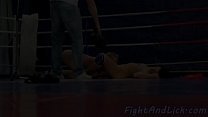 Pussylicking babe wrestles in a boxing ring