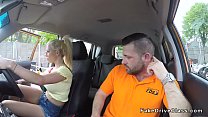 Sexy blonde driving student fucks big cock to her instructor