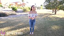 Kenzie Madison gets on her hands and knees to suck cock in public