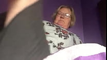 Granny fucks hairy pussy with dildo