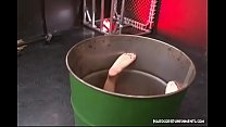 Horny Asian Sub Slut Stuffed Into Metal Barrel And Dominated With Toys