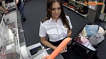 Sexy Latina stewardess pawning her stuff and got fucked hard