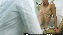 This sexy hunk is jerked off by the stud doctor
