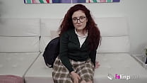 Shy and nervous redhead has her first porn experience to finally leave her parents' home