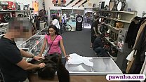 Babe selling her fur coat and smashed by nasty pawn guy