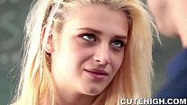 Really pretty blonde student Aubrey Gold gives a great blowjob then gets nailed by her teacher.