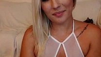 Blonde babe dildoing her pussy on webcam
