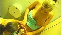 Two busty girls in the toilet