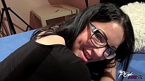 Povbitch First audience for young horny brunette who ask for ass fuck at first