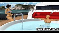 Foxy 3D cartoon hottie sucks and fucks on a boat
