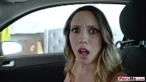 Cute stepsister busted after sucking stepbros cock in the car
