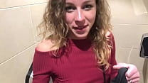 18y teen suck & cumswallow on public toilets before to take a train