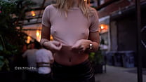 Tits out in the restaurant