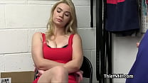 Blonde milf in tight outfit makes mall cop horny