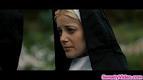Two horny sinful nuns cant help licking each others pussy